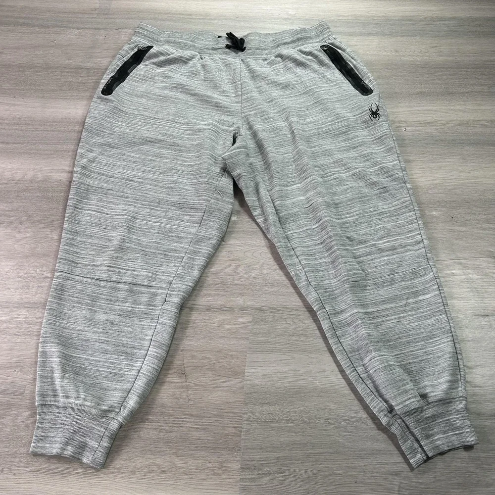Spyder Active Pants Mens 2XL Gray ProW8 Joggers Sweatpants Zip Pockets